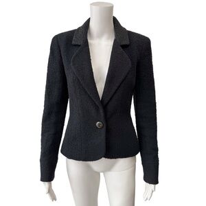 Chanel Black Tweed Textured Polka Dot Blazer Jacket sz 2/36